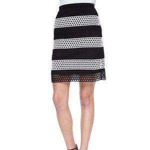 Michael Kors Colorblock Wide-Striped Eyelet Skirt
